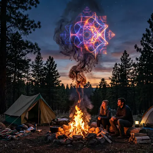 Twilight Campfire Transforms into Stunning Geometric Fractal