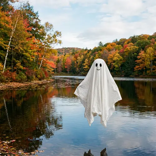 Simple Ghost Floating Above Tranquil Autumn Lake