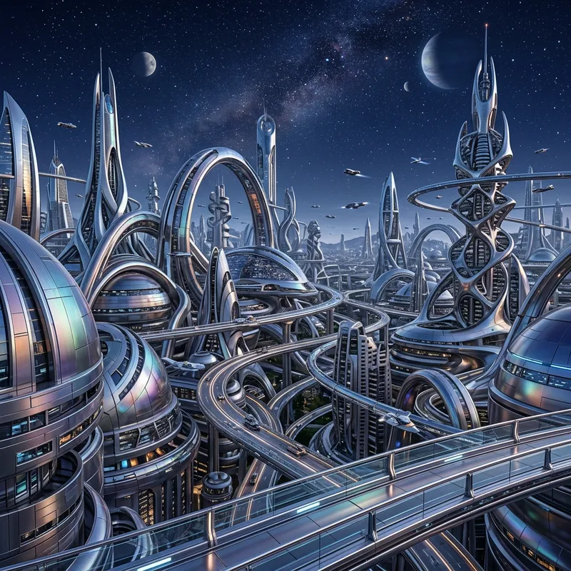 Futuristic Metallic Structures and Subtle Color Blends