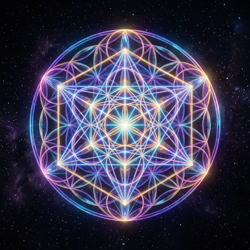 Colorful Sacred Geometry Art on Black Background