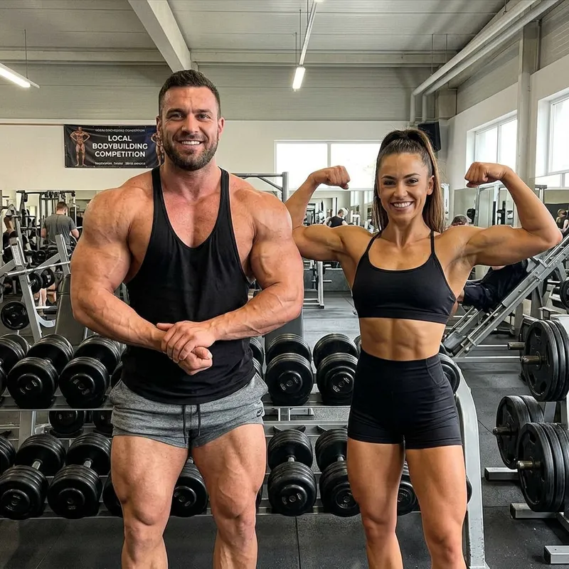 Big Muscle Bodybuilder & Sister Flexing Showcase Big Muscle Bodybuilder & Sister Flexing Showcase