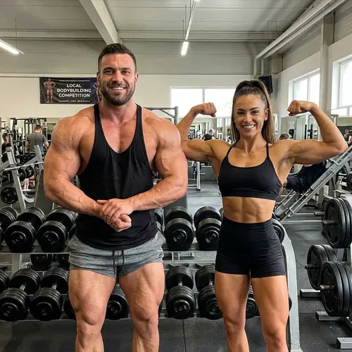 Big Muscle Bodybuilder & Sister Flexing Showcase