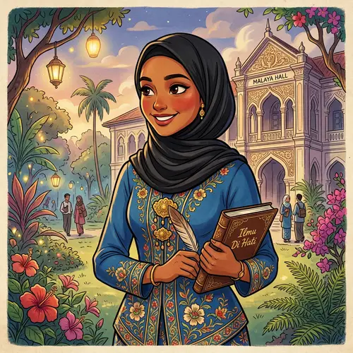 Malay Student in Fairytale Style with Baju Kebaya and Hijab