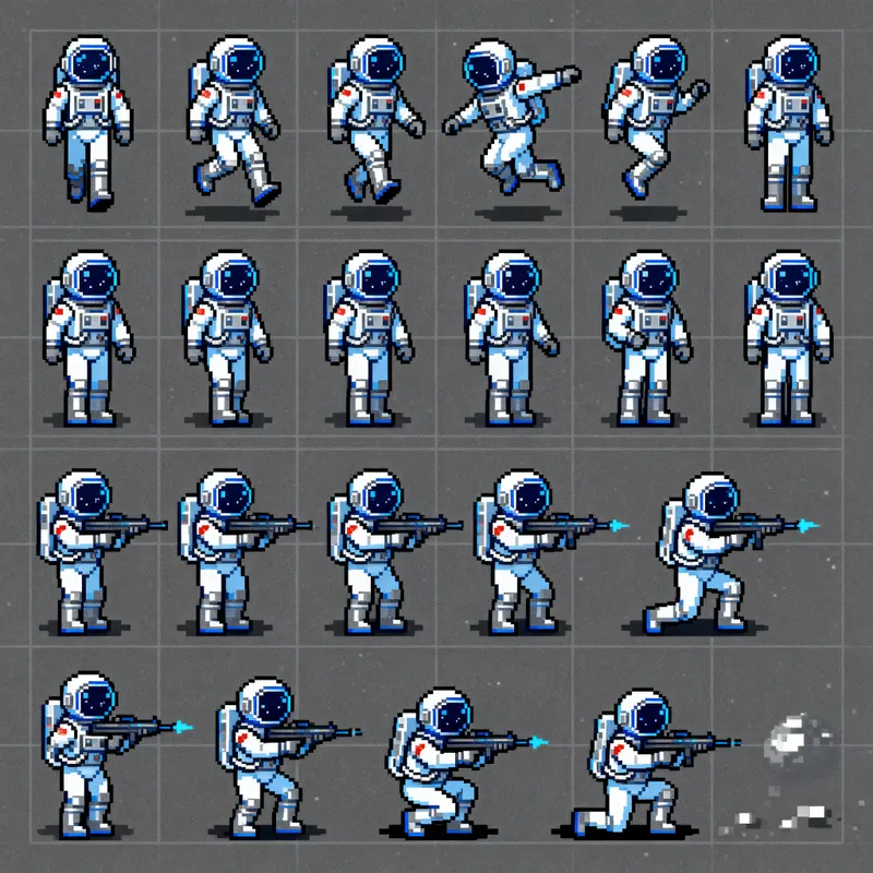 Astronaut Game Sprite Sheet - Pixel Art Assets
