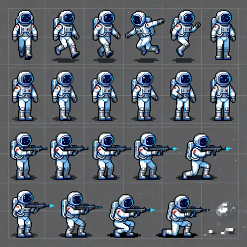 Astronaut Game Sprite Sheet - Pixel Art Assets