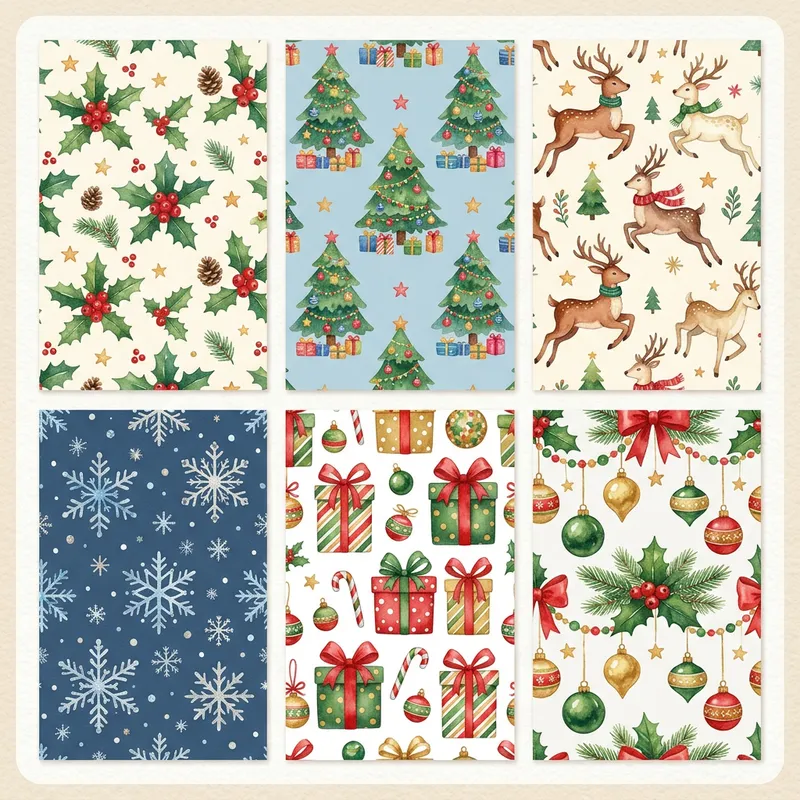 Christmas Watercolor Patterns Bundle | Festive Designs