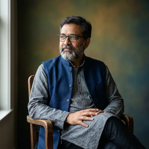Thoughtful South Asian Man in Traditional Dress Portrait
