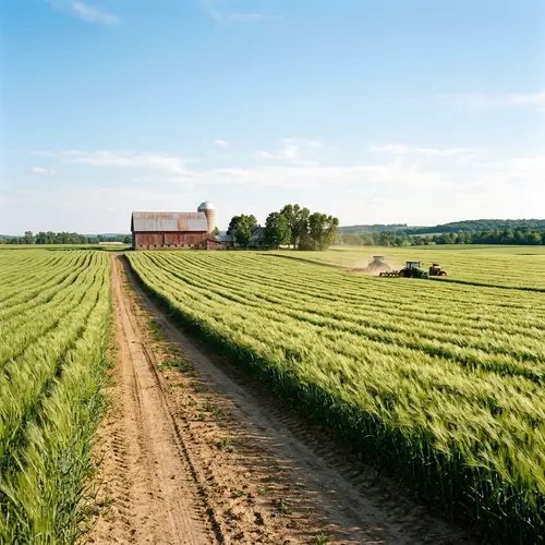 Beautiful Agriculture Field Under Clear Blue Sky
