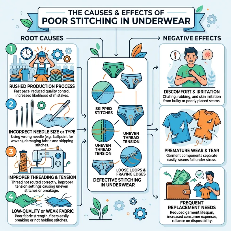 Illustrated Guide: Causes and Effects of Poor Stitching in Underwear