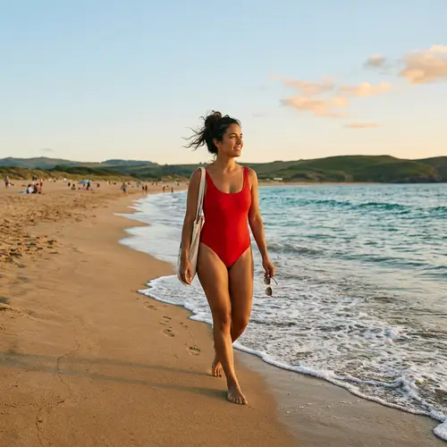 Stylish Red Swimsuit for Beach Days