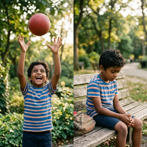 South Asian Male Child Mood Swing: Joy to Sadness