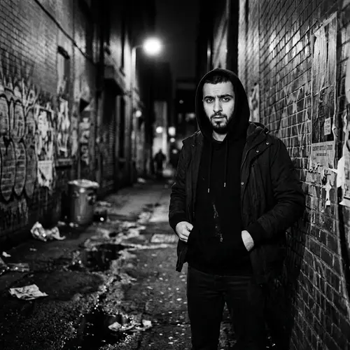 Gritty Urban Noir Portrait | Monochromatic Photography