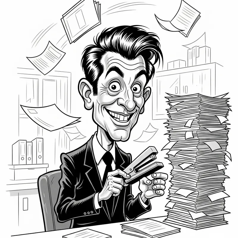 Funny Office Worker Caricature - Shop Now