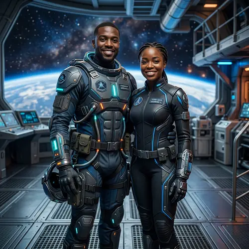 Futuristic Fashion: Black Models in Space Clothing