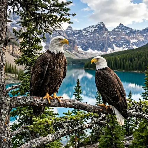 Male and Female Eagles in Natural Habitat
