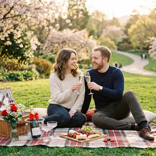 Romantic Valentine's Day Picnic with Champagne
