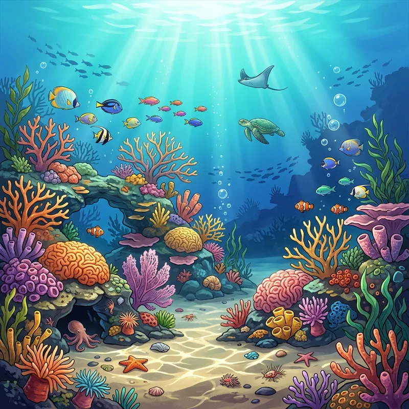 Vibrant Blue Underwater Ocean Background for 2D Games
