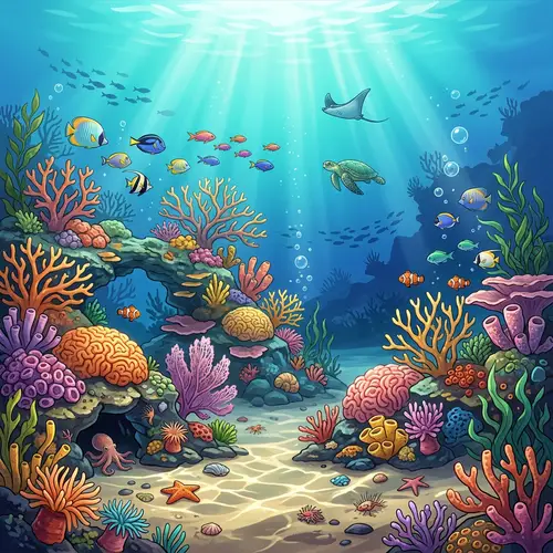 Enchanting Underwater Ocean Scene - Vivid 2D Game Background