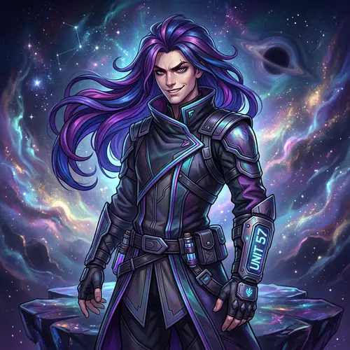 Ethereal Galaxy Villain with Blue Purple Hair | Art Station