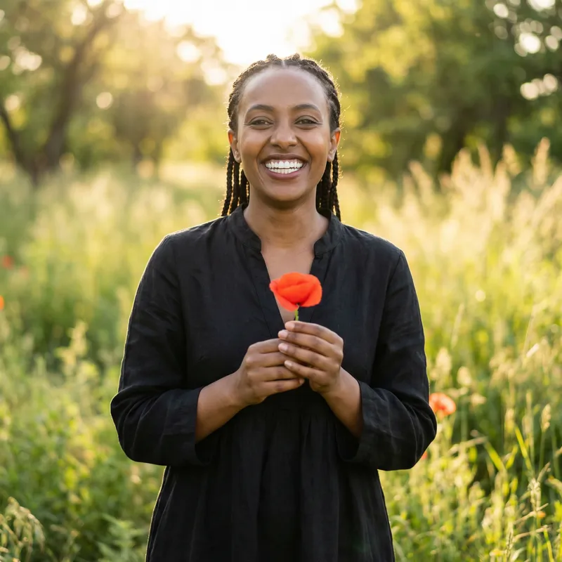 Ethereal Beauty: Ethiopian Model in a Black Dress