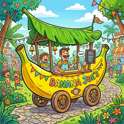 Cartoon Banana-Shaped Cart: Fun and Quirky Design