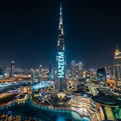 Hazeem Building | Tall Tower Projection Resembling Burj Khalifa