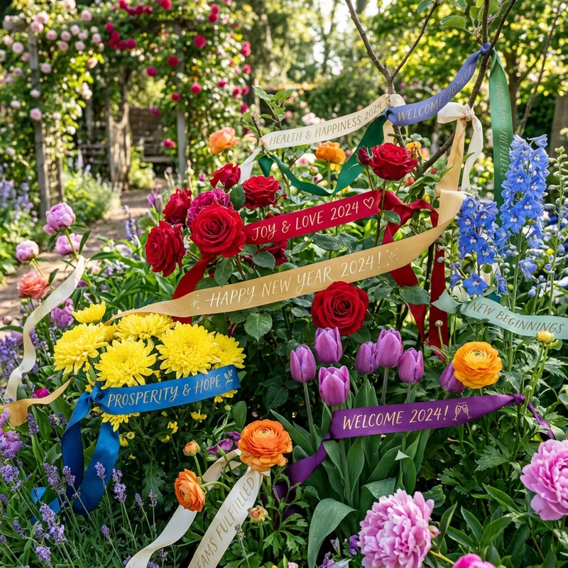 2024 Happy New Year Flowers Celebration