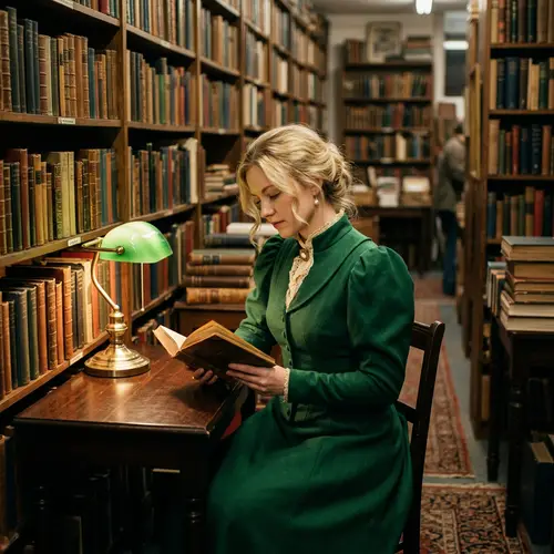 Curl Blond Woman Christine Daae Reading in Bookshop