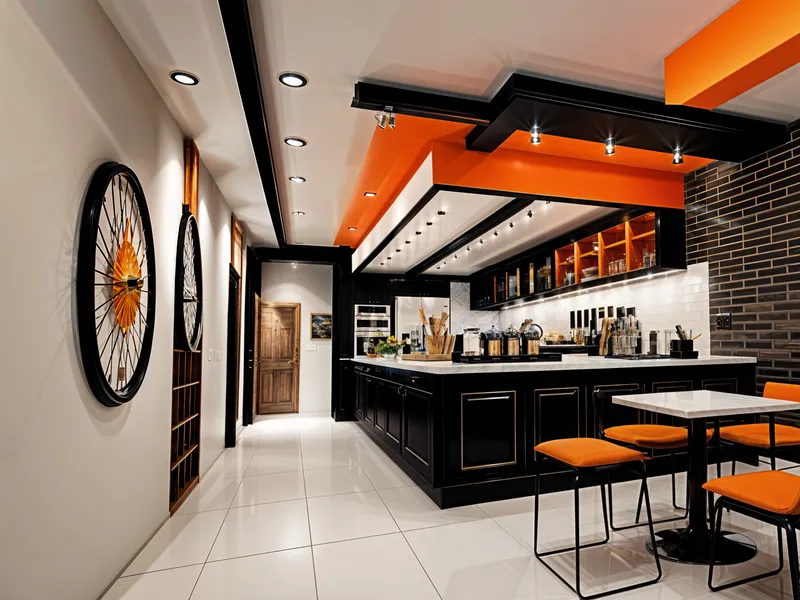 Budget-Friendly Orange and Black Cafe Design