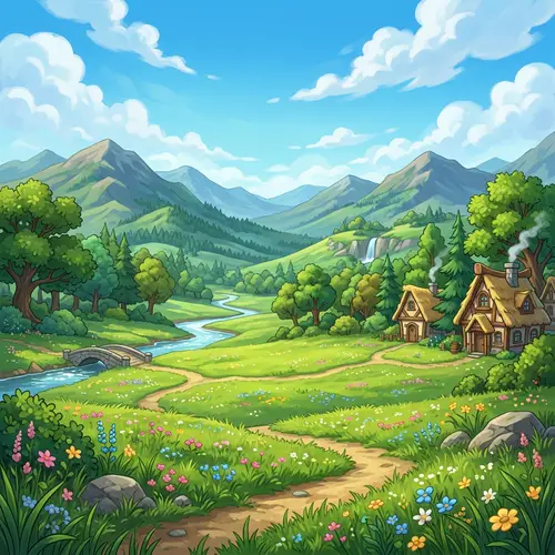 Vibrant 2D Game Background for Fantasy Adventures