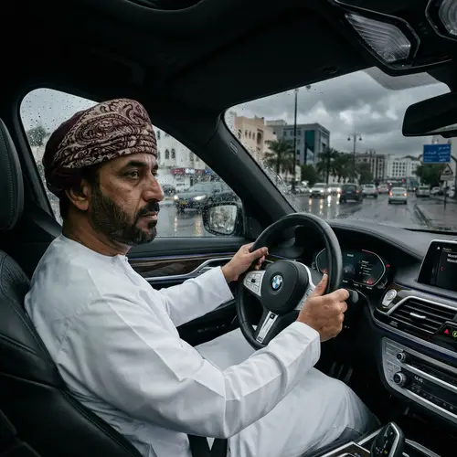Sad Omani Man Driving BMW Car | Traditional Attire