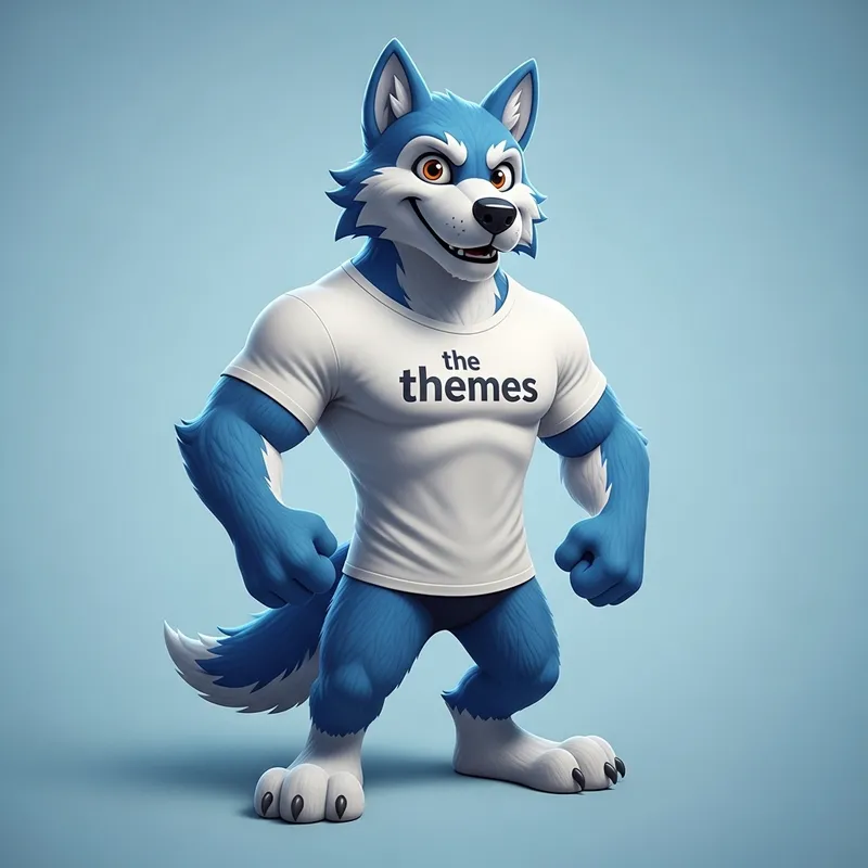 Blue Wolf Mascot with White T-Shirt Design