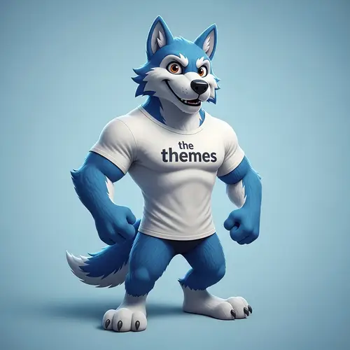 Blue Wolf Mascot with White T-Shirt Design