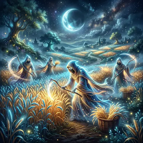 Radiant Reapers | Ethereal Harvesters Under Moonlight