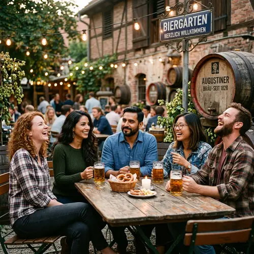 Vintage Beer Garden Gathering with Friends