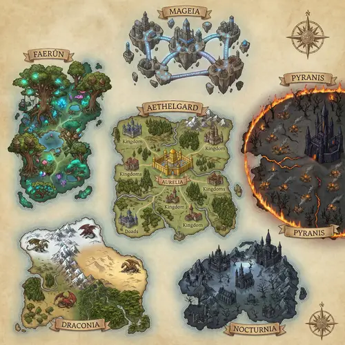 Explore a Detailed Fantasy Map of Six Continents
