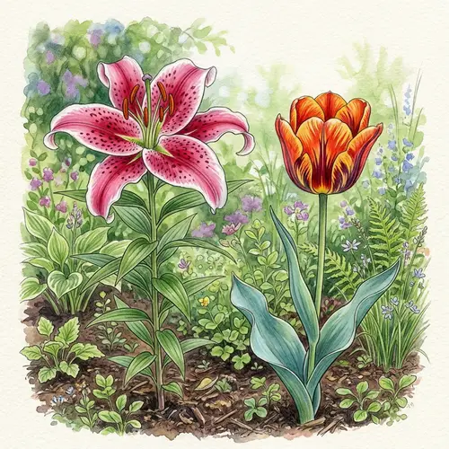 Beautiful Lily and Tulip Flower Drawings