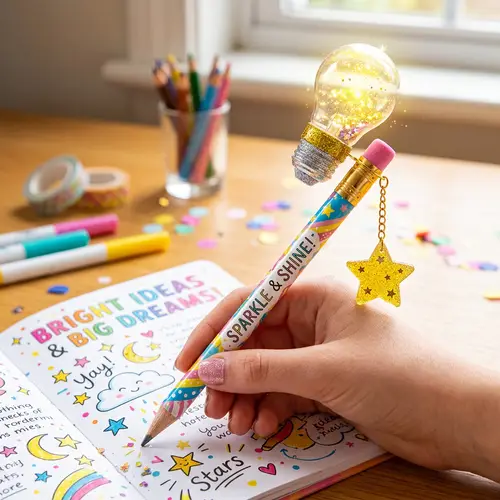 Fun Star Charm Pencil with Sparkling Bulb