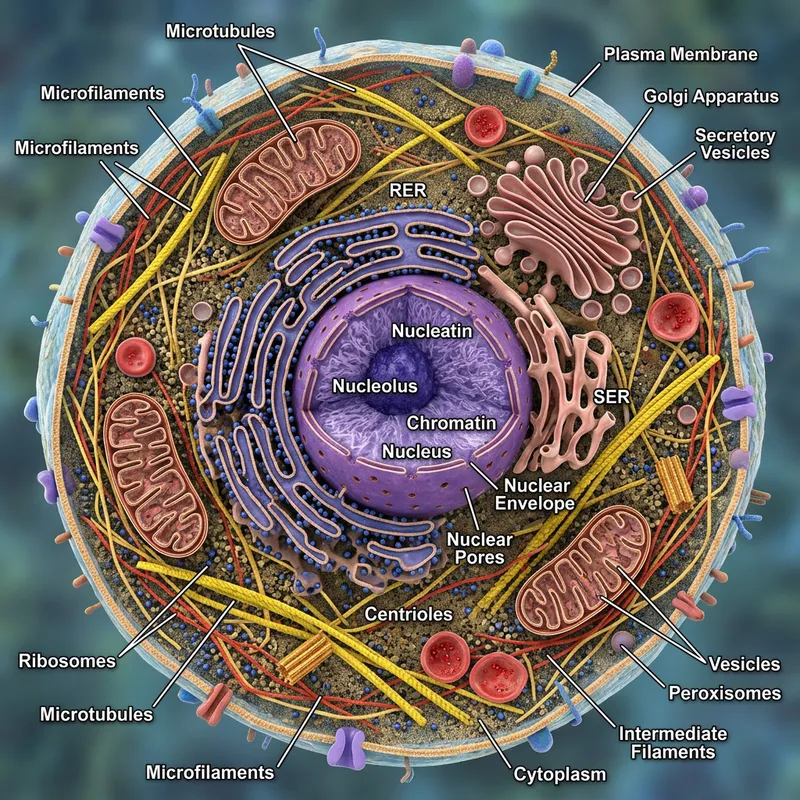 Intricate Biological Cell Diagram