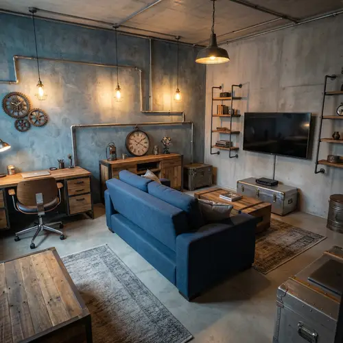 Cozy Industrial Model Cave Rendering