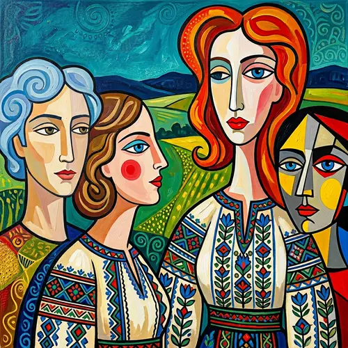 Vibrant Cubist Painting Inspired by Matisse