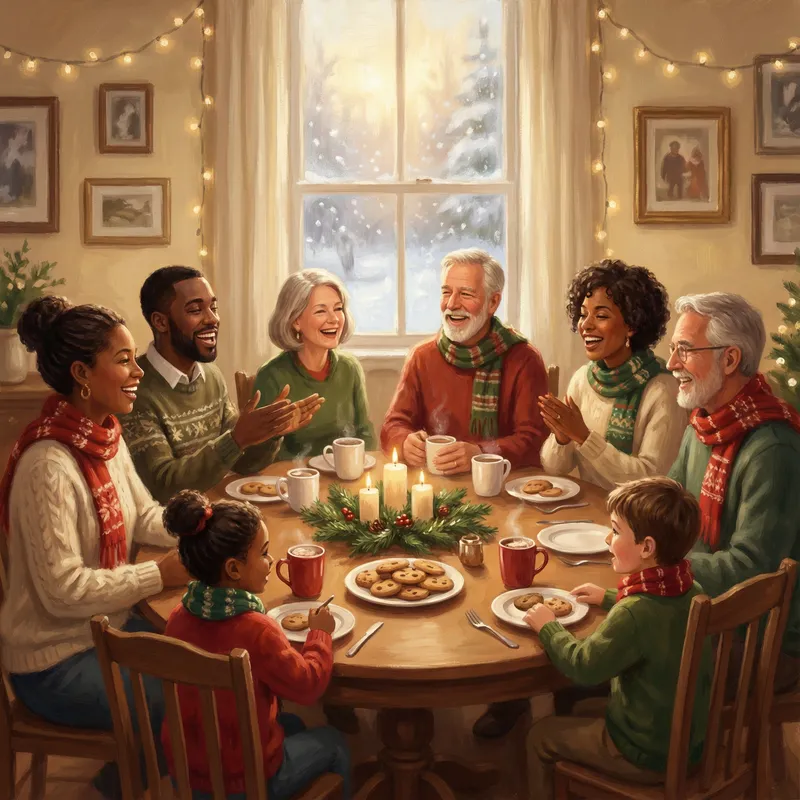 Joyful Holiday Mental Health Gathering Scene