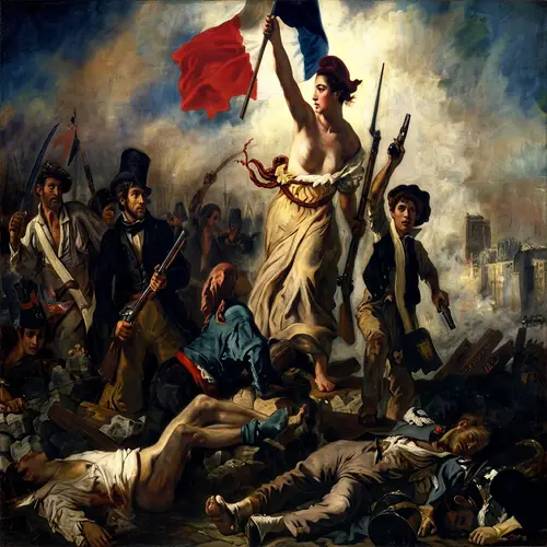 Historic Painting of Liberty Leading Diverse Group | 19th Century Style