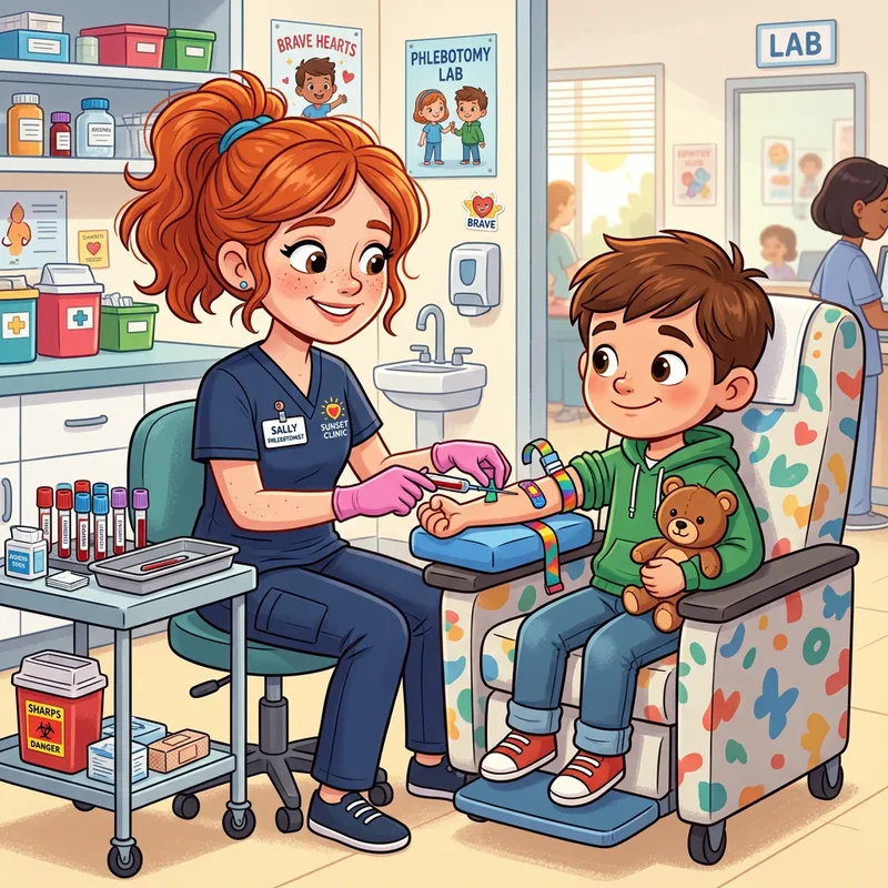 Cartoon Phlebotomist with Red Hair