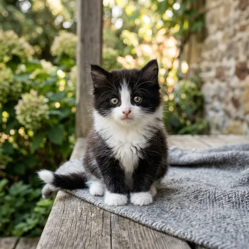 Cute Black and White Kitten | Adorable Feline
