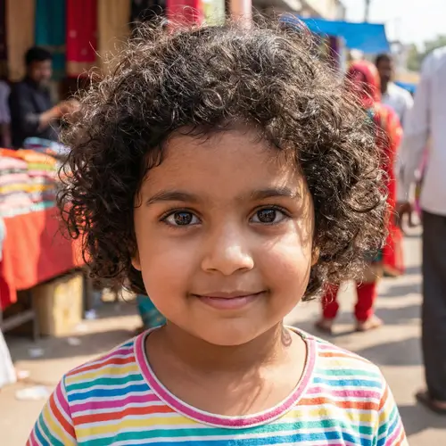 South Asian Girl with Noodles Hair and Plummy Cheeks