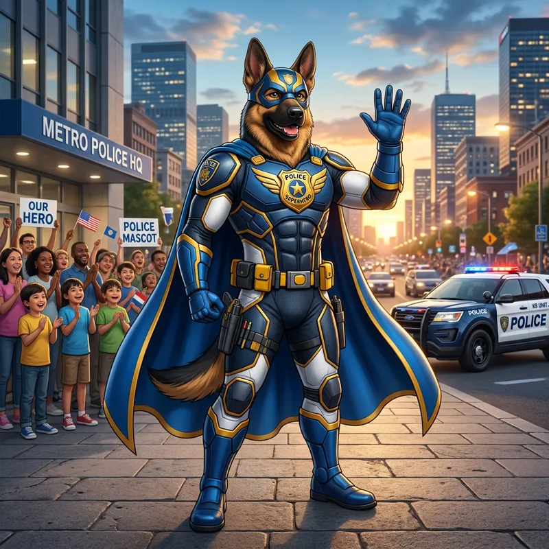 Police Mascot Super Hero - Community Safety Champion Police Mascot Super Hero - Community Safety Champion