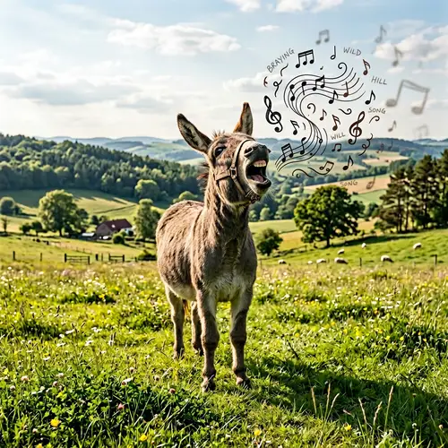 Singing Donkey Serenades in Lush Green Field