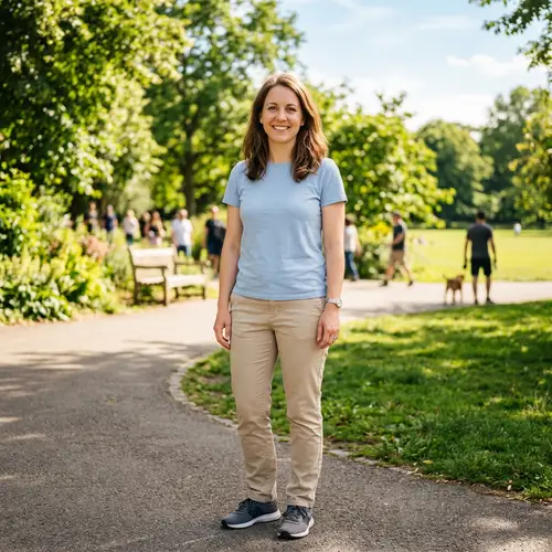 Smiling Person in Casualwear at Sunny Park