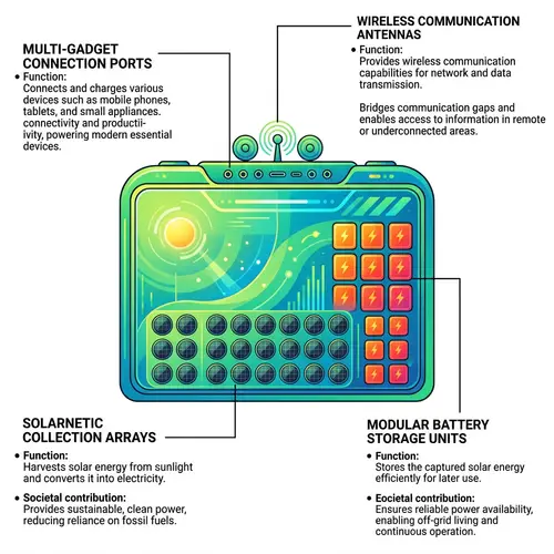 Portable Solarnetic Energy Hub: Eco-Friendly Invention | Solar Panels, Battery Storage, & More